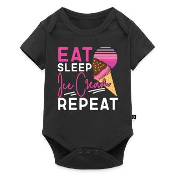 Ice Cream Cone Eat Sleep Ice Cream - Baby Premium Kurzarmbody - Schwarz - Vorne