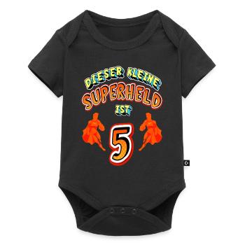 Superhelden 5. Geburtstag Jungs Geschenk - Baby Premium Kurzarmbody - Schwarz - Vorne