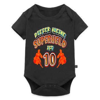 Superhelden 10. Geburtstag Jungs Geschenk - Baby Premium Kurzarmbody - Schwarz - Vorne
