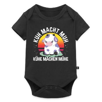 Kuh macht Muh Kühe machen Mühe Landwirt witziges - Baby Premium Kurzarmbody - Schwarz - Vorne