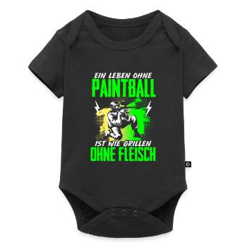 Leben Ohne Paintball Grillen Ohne Fleisch - Baby Premium Kurzarmbody - Schwarz - Vorne