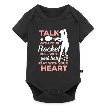 Tennis Tennis Player Tennis Ball Racket - Baby Premium short-sleeve bodysuit - black - Front