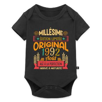 Millésime Né(e) Août 1992 Cadeau Anniversaire - Body à manches courtes Premium Bébé - noir - Devant