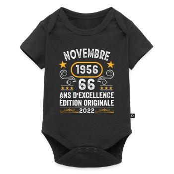 Novembre 1956 66 Ans Anniversaire Idée Cadeau - Body à manches courtes Premium Bébé - noir - Devant