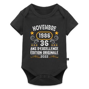 Novembre 1986 36 Ans Anniversaire Idée Cadeau - Body à manches courtes Premium Bébé - noir - Devant