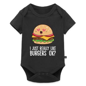 J’aime vraiment hamburgers fast food drôle - Body à manches courtes Premium Bébé - noir - Devant