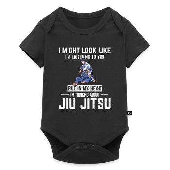 Dans ma tête, je pense au Jiu Jitsu BJJ JiuJit - Body à manches courtes Premium Bébé - noir - Devant