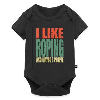 Roping Spruch lustig - Baby Premium Kurzarmbody - Schwarz - Vorne
