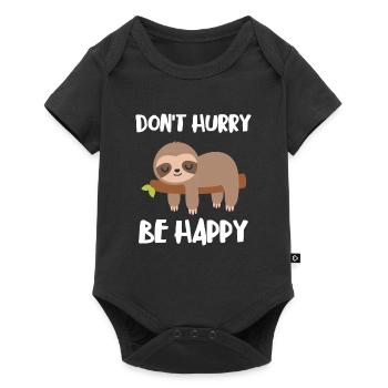 Ne vous dépêchez pas d’être heureux paresseux - Body à manches courtes Premium Bébé - noir - Devant