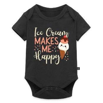 Ice Cream Cone Ice Cream Makes Me - Baby Premium Kurzarmbody - Schwarz - Vorne
