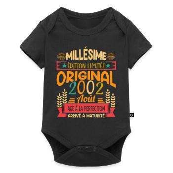 Millésime Né(e) Août 2002 Cadeau Anniversaire - Body à manches courtes Premium Bébé - noir - Devant