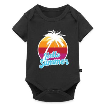 Bonjour été Tropical Summer Vacation / Plage Mer - Body à manches courtes Premium Bébé - noir - Devant