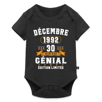 30 Ans Anniversaire Vintage Né(e) en Décembre 1992 - Body à manches courtes Premium Bébé - noir - Devant