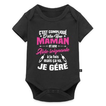 Compliqué d'être une maman et une Aide-soignante - Body à manches courtes Premium Bébé - noir - Devant