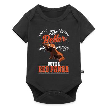 La vie est meilleure avec un panda roux roter panda - Body à manches courtes Premium Bébé - noir - Devant