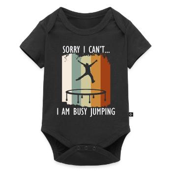 Busy Jumping Funny Saying Hobby Trampoline Jumper - Baby Premium short-sleeve bodysuit - black - Front