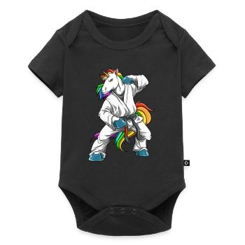 Karate Unicorn Fighter - Japanisches Mixed Martial - Baby Premium Kurzarmbody - Schwarz - Vorne