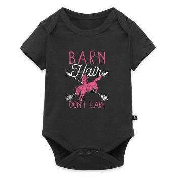 Scheune Haare Don't Care Liebe Pferd Reiten Reiter - Baby Premium Kurzarmbody - Schwarz - Vorne