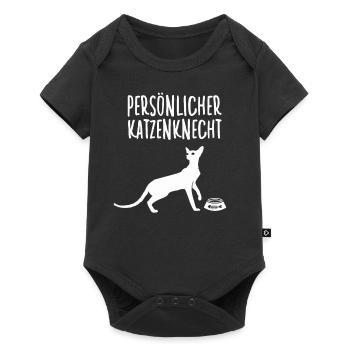 Lustiges Katzenhalter Katzenknecht Katzenbesitzer - Baby Premium Kurzarmbody - Schwarz - Vorne