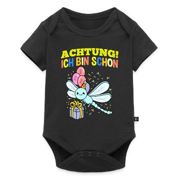 Achtung Ich Bin Schon 2 Geburtstag Libelle - Baby Premium Kurzarmbody - Schwarz - Vorne