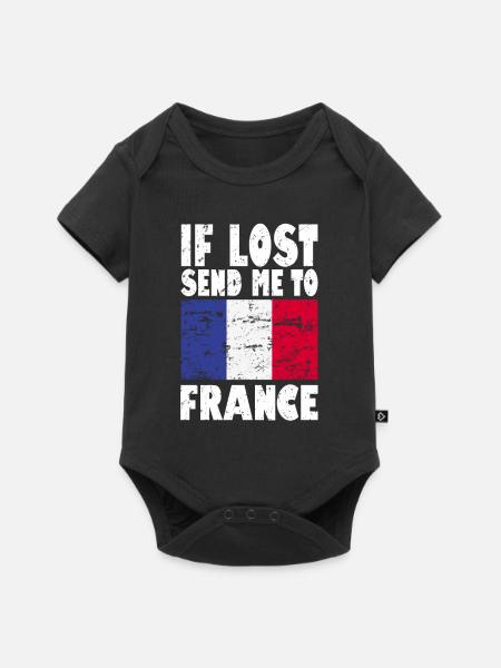 Frankreich Flagge Spruch - Baby Premium Kurzarmbody - Schwarz