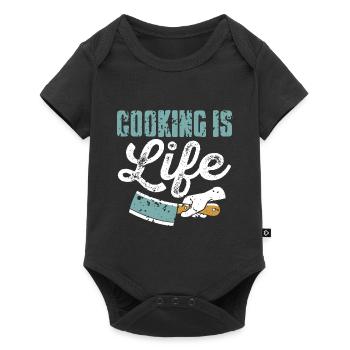 Cooking Is Life Awesome Vintage T-Shirt Present - Baby Premium Kurzarmbody - Schwarz - Vorne