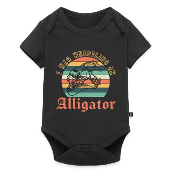 Crocodile Alligator Wrestling Reptile Gift - Baby Premium short-sleeve bodysuit - black - Front