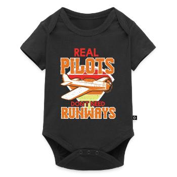 Real Pilots Dont Need Runways - Baby Premium short-sleeve bodysuit - black - Front