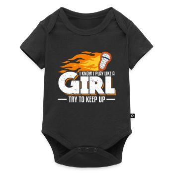 I Know I Play Like A Girl Try To Keep Up Lacrosse - Baby Premium short-sleeve bodysuit - black - Front