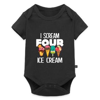I Scream Four Ice Cream Funny 4 Years Old Birthday - Baby Premium short-sleeve bodysuit - black - Front