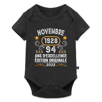 Novembre 1928 94 Ans Anniversaire Idée Cadeau - Body à manches courtes Premium Bébé - noir - Devant