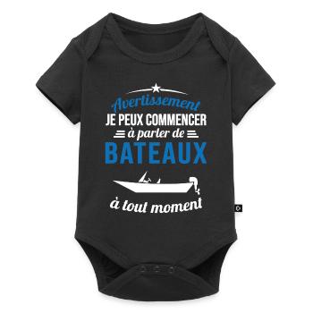 Parler De Bateaux À Tout Moment Cadeau Pêcheur - Body à manches courtes Premium Bébé - noir - Devant