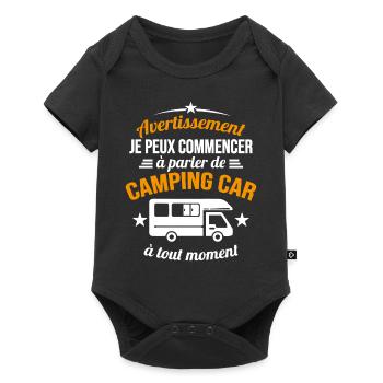 Parler de Camping Car à tout Moment Cadeau Humour - Body à manches courtes Premium Bébé - noir - Devant