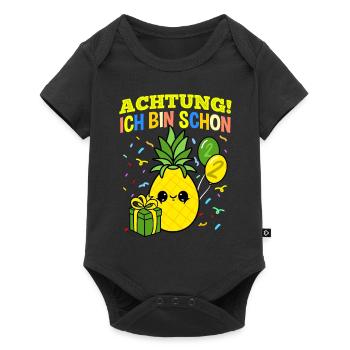 Achtung Ich Bin Schon 2 Geburtstag Ananas - Baby Premium Kurzarmbody - Schwarz - Vorne