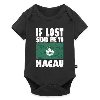 Macau Flagge Spruch - Baby Premium Kurzarmbody - Schwarz - Vorne