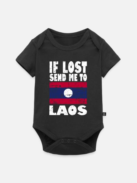Laos Flagge Spruch - Baby Premium Kurzarmbody - Schwarz