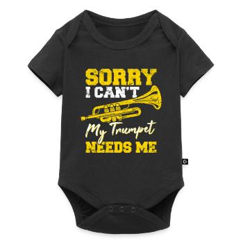 I Can't My Trumpet Needs Me Funny Trumpet Player J - Baby Premium short-sleeve bodysuit - black - Front