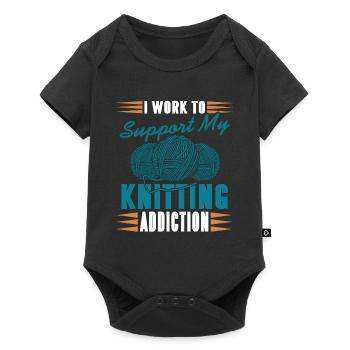 Je travaille pour soutenir ma dépendance au tricot drôle - Body à manches courtes Premium Bébé - noir - Devant