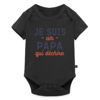 Je suis un papa qui dechire future papa - Body à manches courtes Premium Bébé - noir - Devant