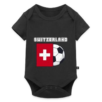 Cadeau drapeau de l’équipe de Suisse de football - Body à manches courtes Premium Bébé - noir - Devant