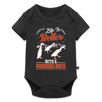 Life is better with a Running Duck Laufente - Baby Premium short-sleeve bodysuit - black - Front