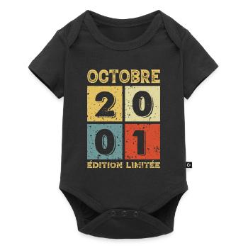Octobre 2001 Anniversaire Idée Cadeau Vintage - Body à manches courtes Premium Bébé - noir - Devant