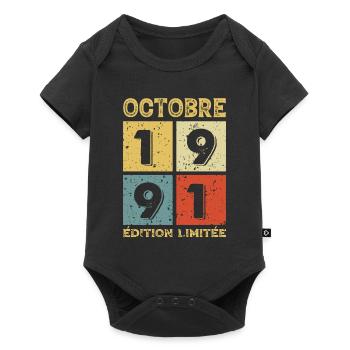 Octobre 1991 Anniversaire Idée Cadeau Vintage - Body à manches courtes Premium Bébé - noir - Devant