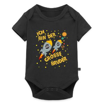 Ich Bin Der Grosse Bruder Geschwister Rakete - Baby Premium Kurzarmbody - Schwarz - Vorne