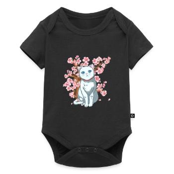 Japan Kirschblüte Samurai Japanisch Katze Blume - Baby Premium Kurzarmbody - Schwarz - Vorne