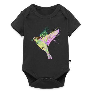 Colorful Splash Flying Bird Sparrow - Baby Premium short-sleeve bodysuit - black - Front