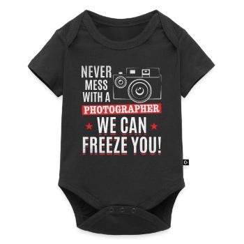 Never mess with a photographer, we can - Baby Premium short-sleeve bodysuit - black - Front