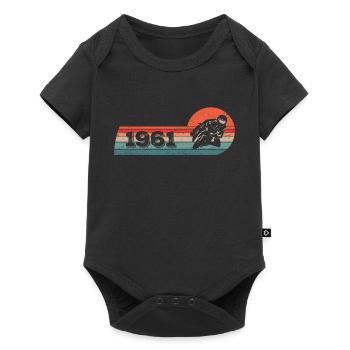 Motocycliste né en 1961 Anniversaire Cyclomoteur - Body à manches courtes Premium Bébé - noir - Devant