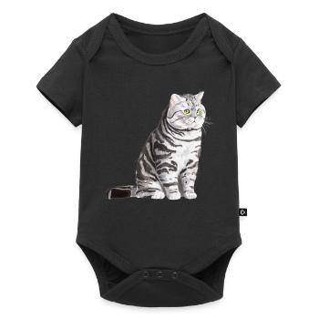 Sédentaire Tabby British Shorthair Cat - Body à manches courtes Premium Bébé - noir - Devant