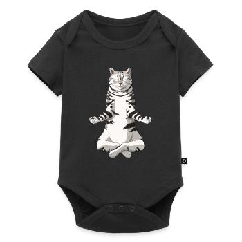 Drôle de Yoga Tabby British Shorthair Cat - Body à manches courtes Premium Bébé - noir - Devant